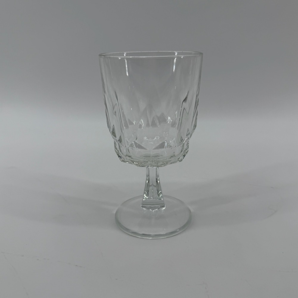 Vintage Arcoroc France Artic Clear Cut Glass Wine Goblet Water 5 3/4 inch‎